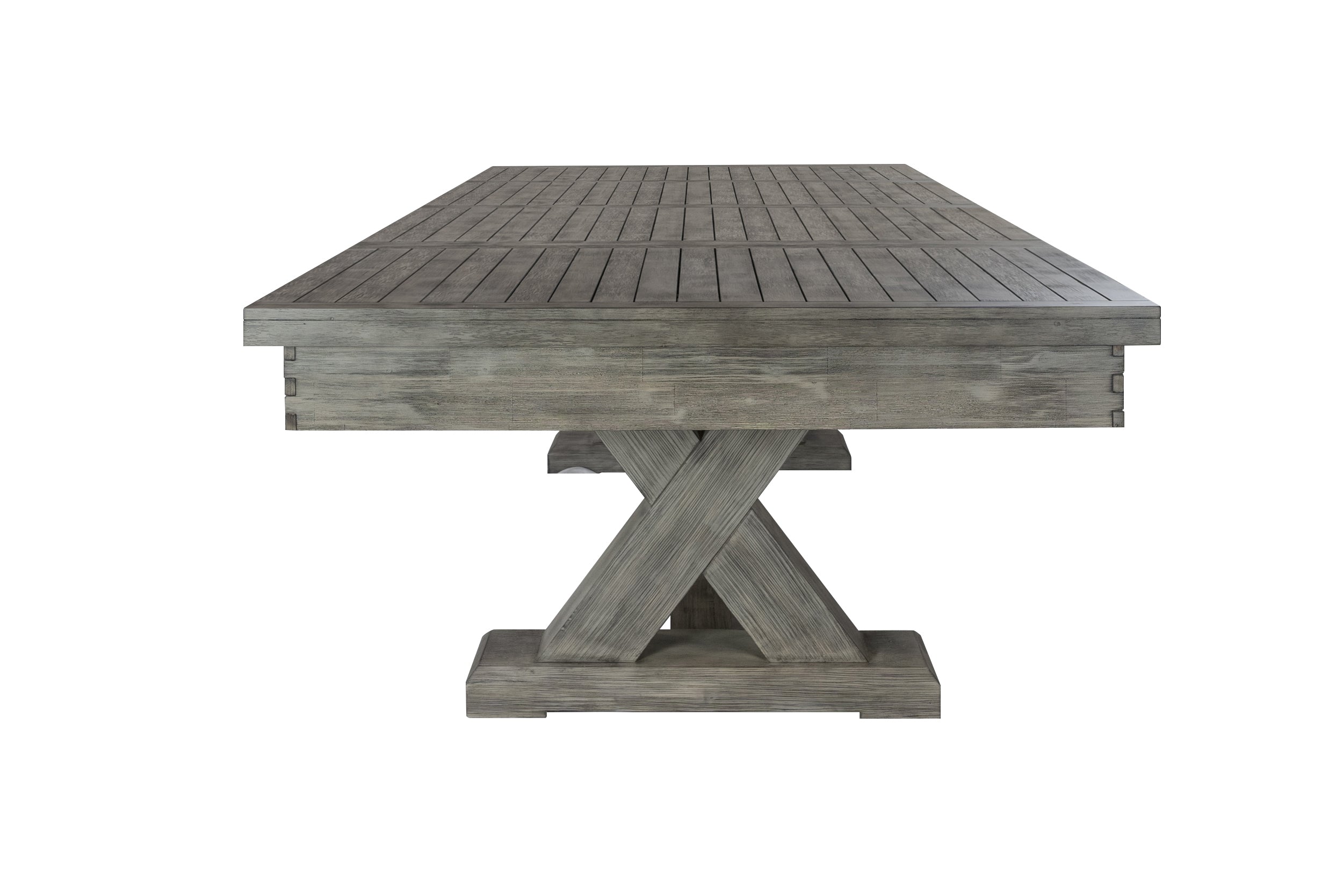 Legacy Billiards 8 Ft Outdoor Dining Top in Ash Grey Finish - End View