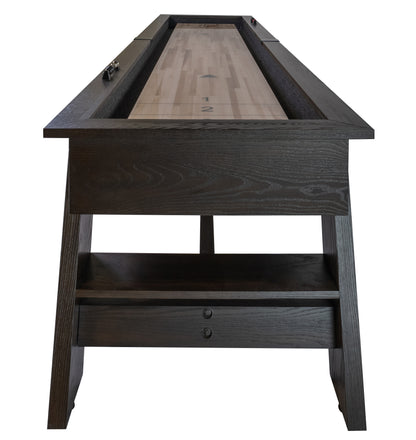 Legacy Billiards 12 Ft Barren Shuffleboard in Whiskey Barren Finish - End View