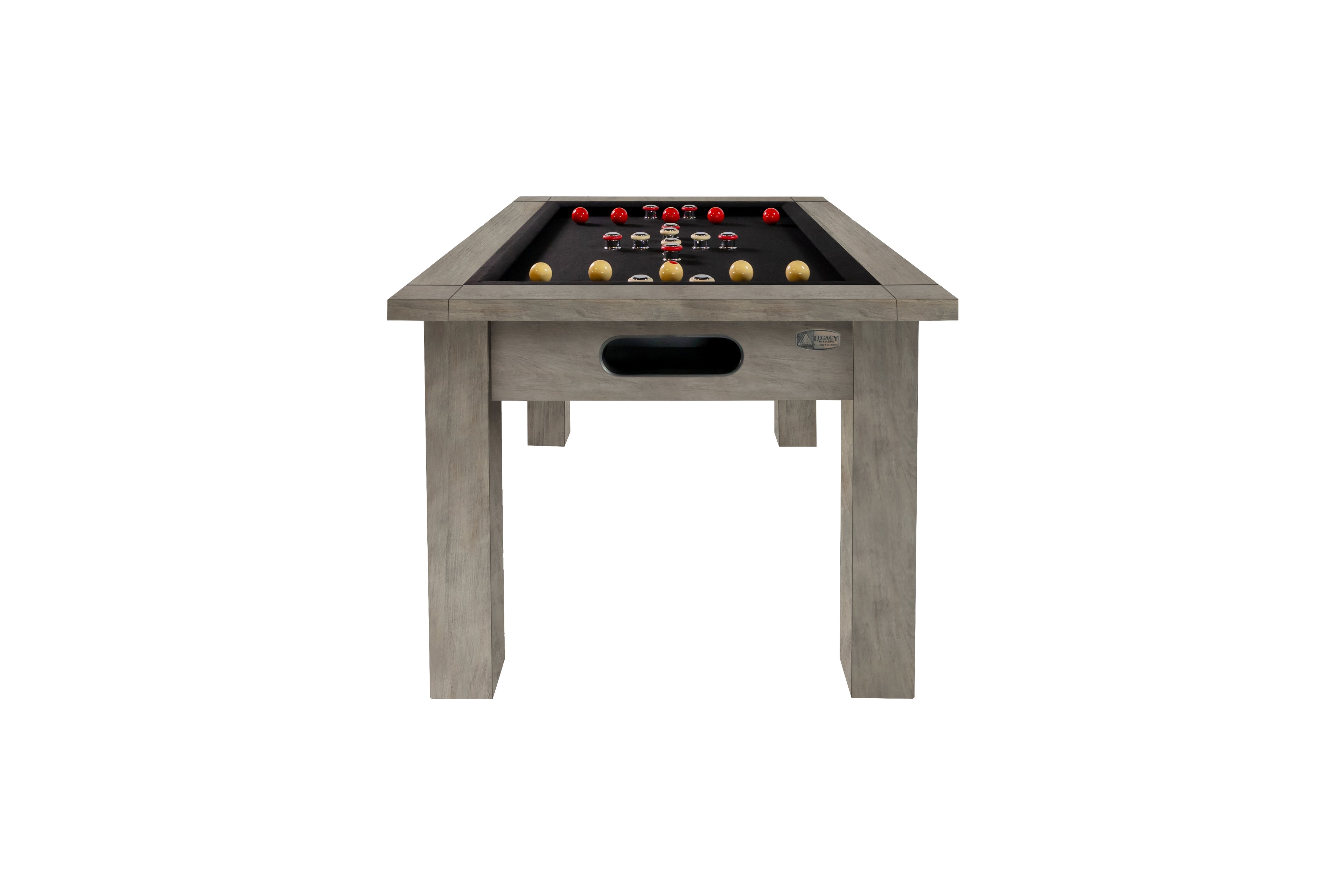 Legacy Billiards Baylor Bumper Pool Table in Overcast Finish - End View