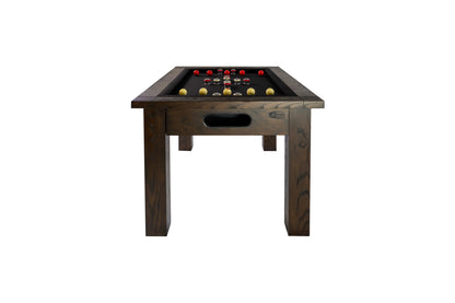 Legacy Billiards Baylor Bumper Pool Table in Whiskey Barrel Finish - End View