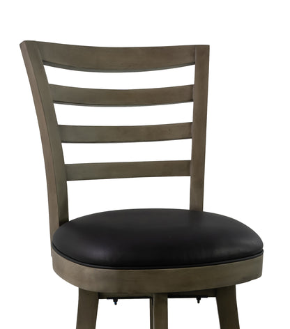 Legacy Billiards Classic Ladder Back Barstool in Overcast Finish - Seat Closeup