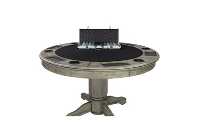 Legacy Billiards Heritage 3 in 1 Game Table with Poker, Dining and Bumper Pool in Overcast Finish - Poker Top with Chips