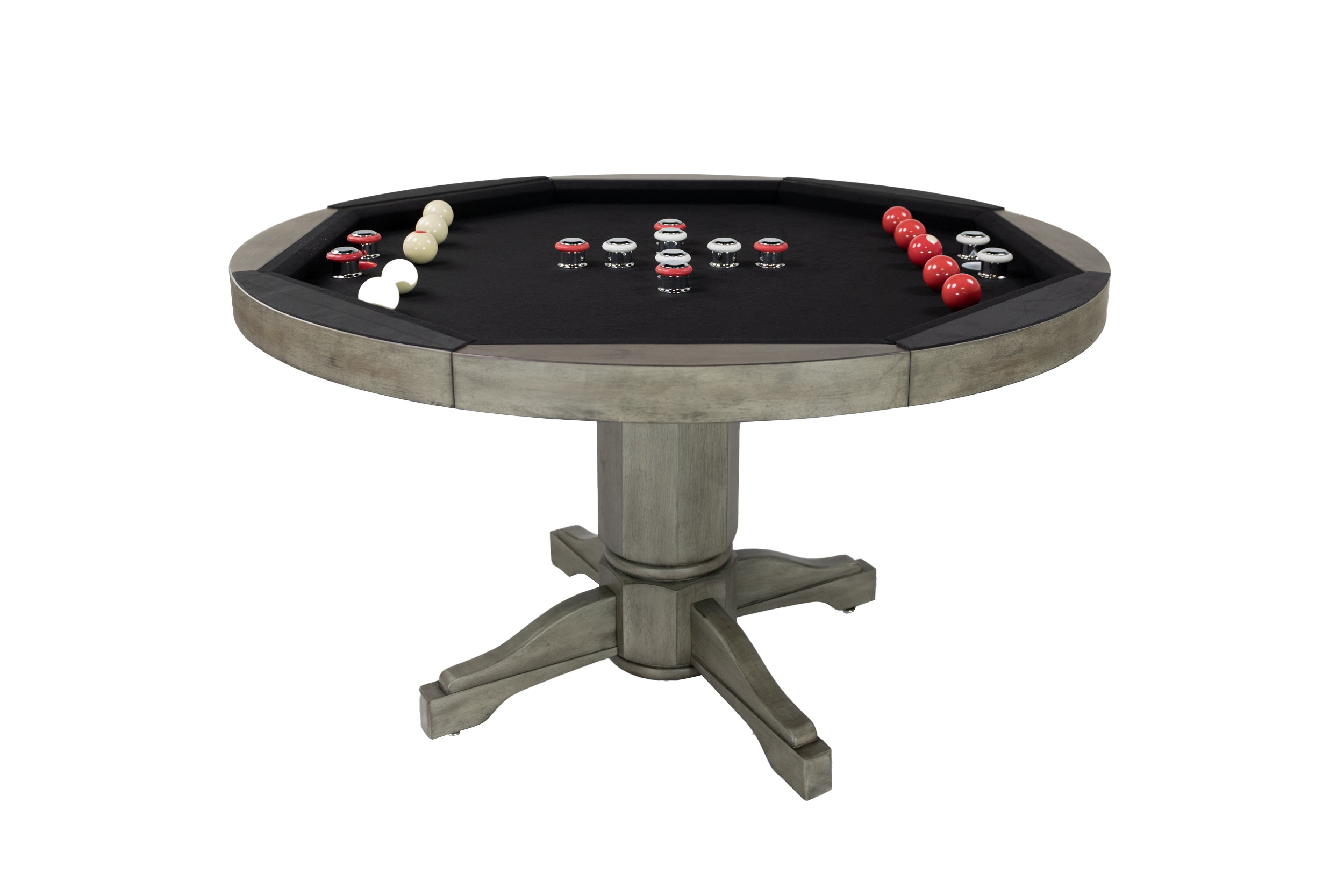 Legacy Billiards Heritage 3 in 1 Game Table with Poker, Dining and Bumper Pool in Overcast Finish - Bumper Pool Table with Pool Balls