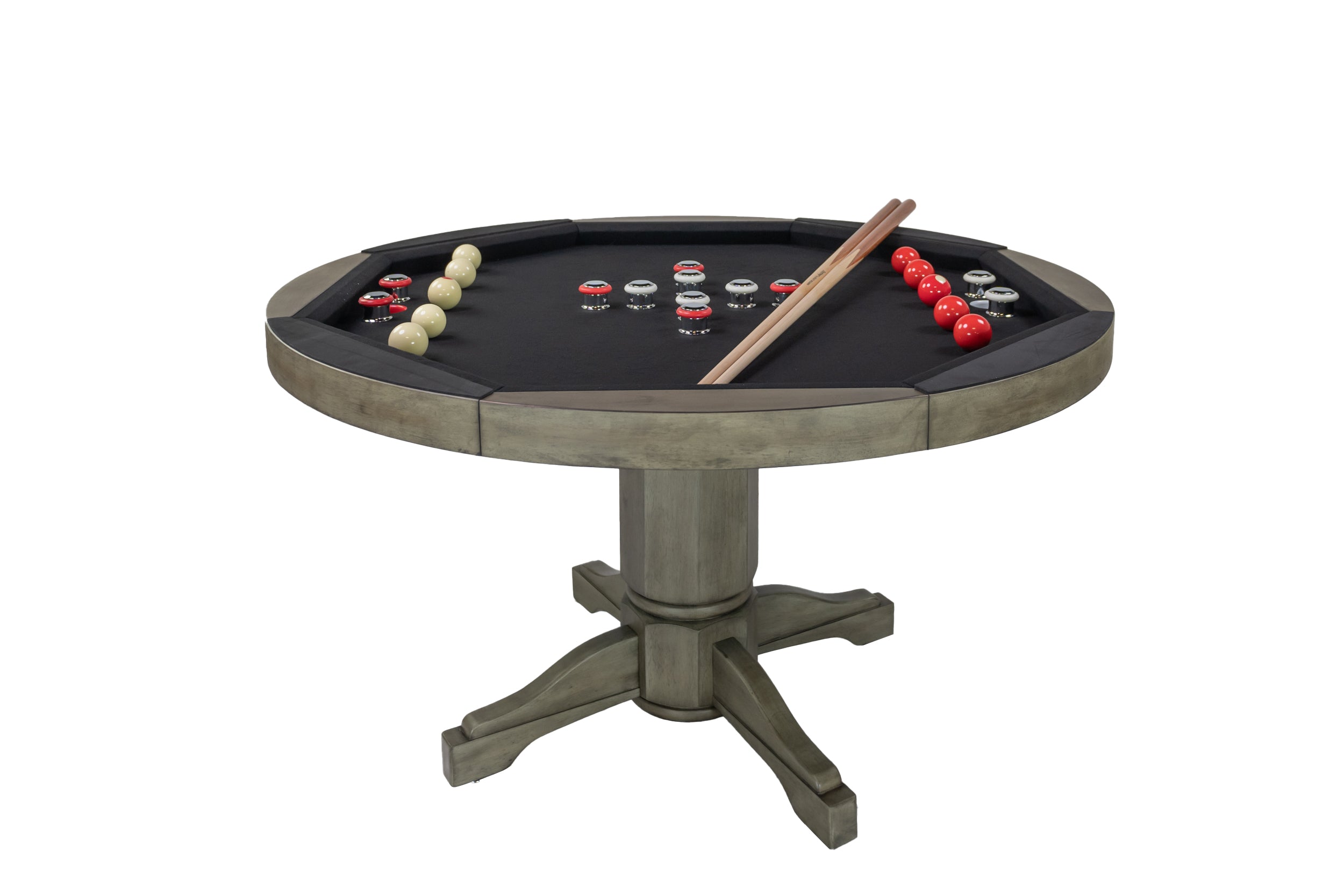 Legacy Billiards Heritage 3 in 1 Game Table with Poker, Dining and Bumper Pool in Overcast Finish - Bumper Pool Table with Pool Balls and Cues