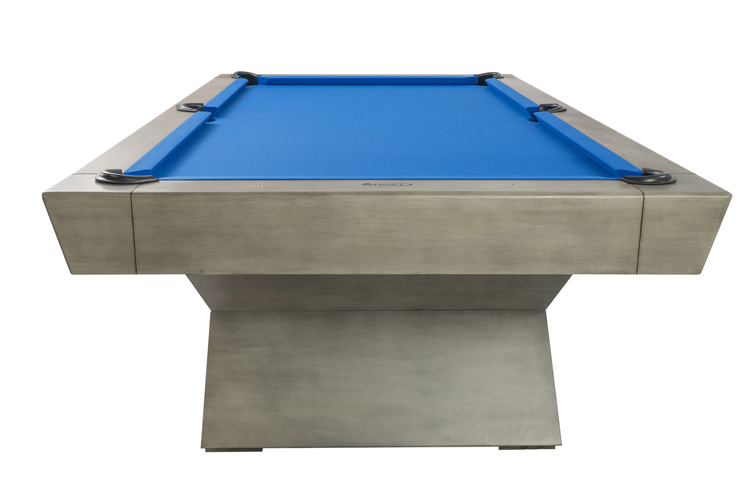 Legacy Billiards Holston Pool Table in Overcast Finish with Blue Cloth - End View