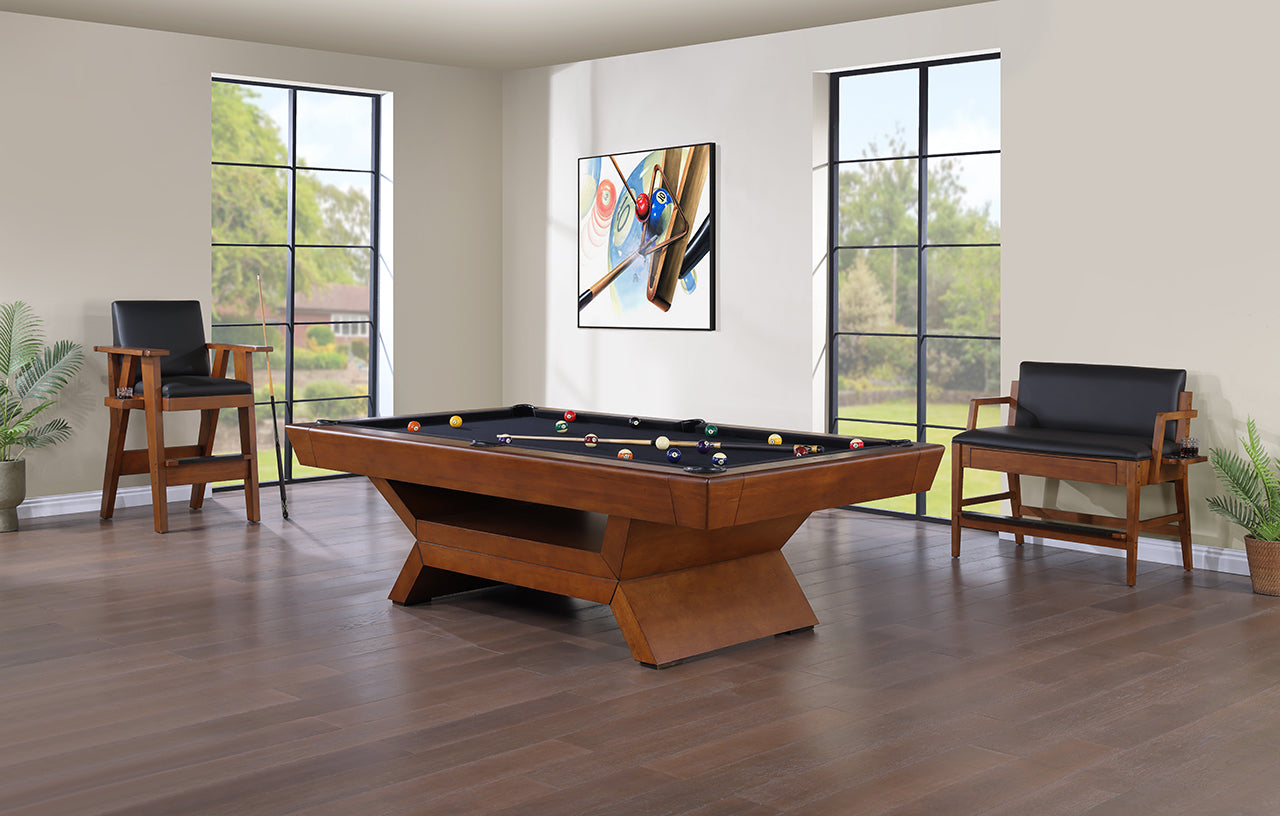 Legacy Billiards Holston Pool Table in Walnut Finish with Black Cloth - Room Scene