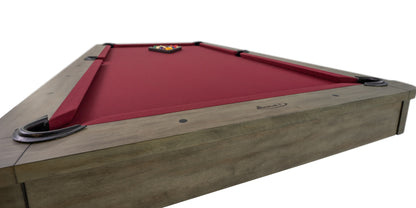 Legacy Billiards Percy Pool Table in Overcast Finish with Wine Cloth - Playfield Closeup