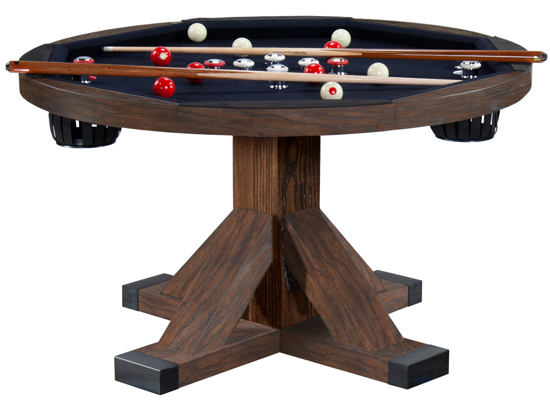 Legacy Billiards Sterling 3 in 1 Game Table with Poker, Dining and Bumper Pool in Whiskey Barrel Finish - Primary Image