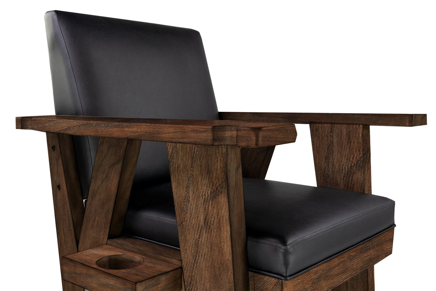 Legacy Billiards Sterling Spectator Chair in Whiskey Barrel Finish - Chair Closeup