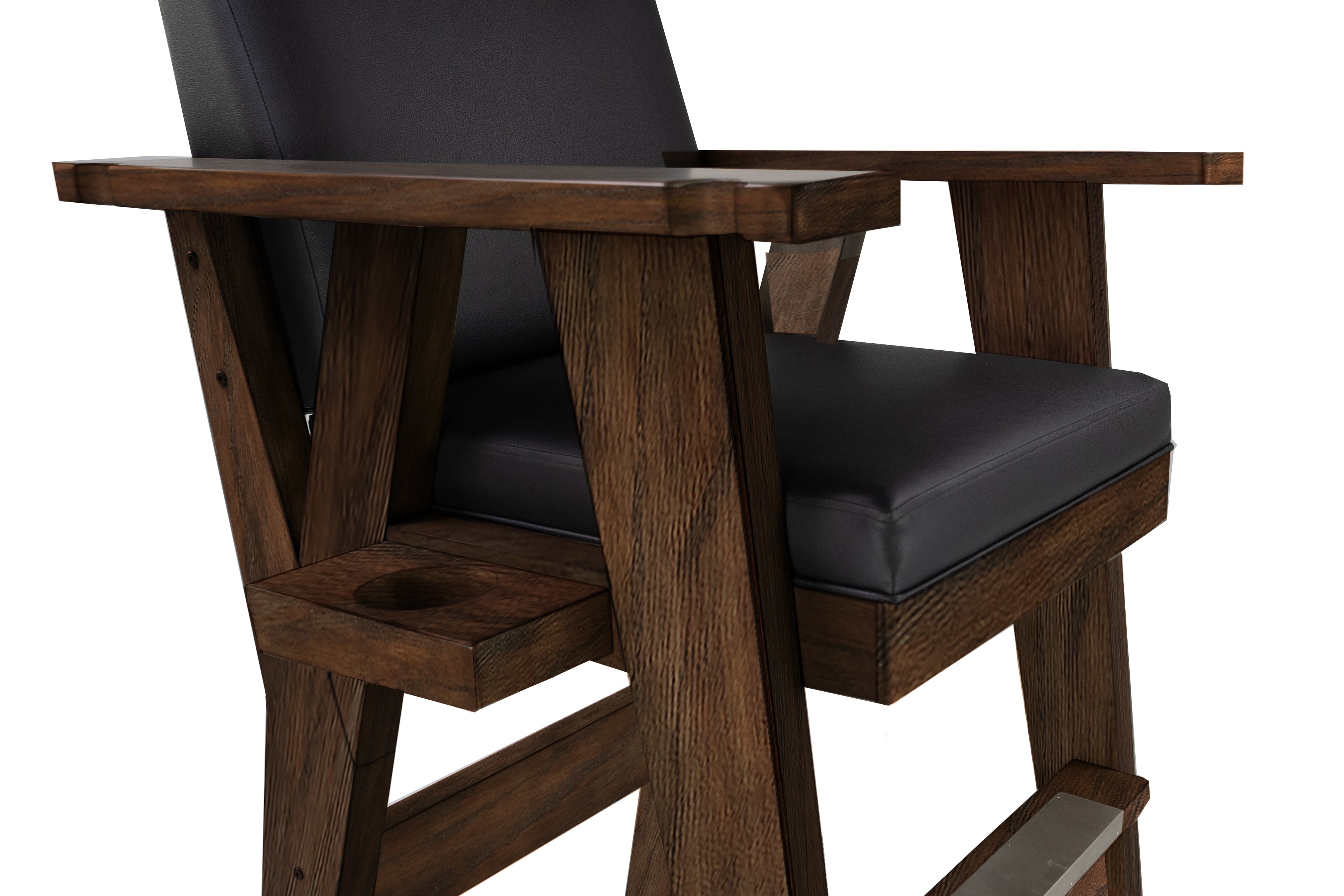 Legacy Billiards Sterling Spectator Chair in Whiskey Barrel Finish - Seat Closeup
