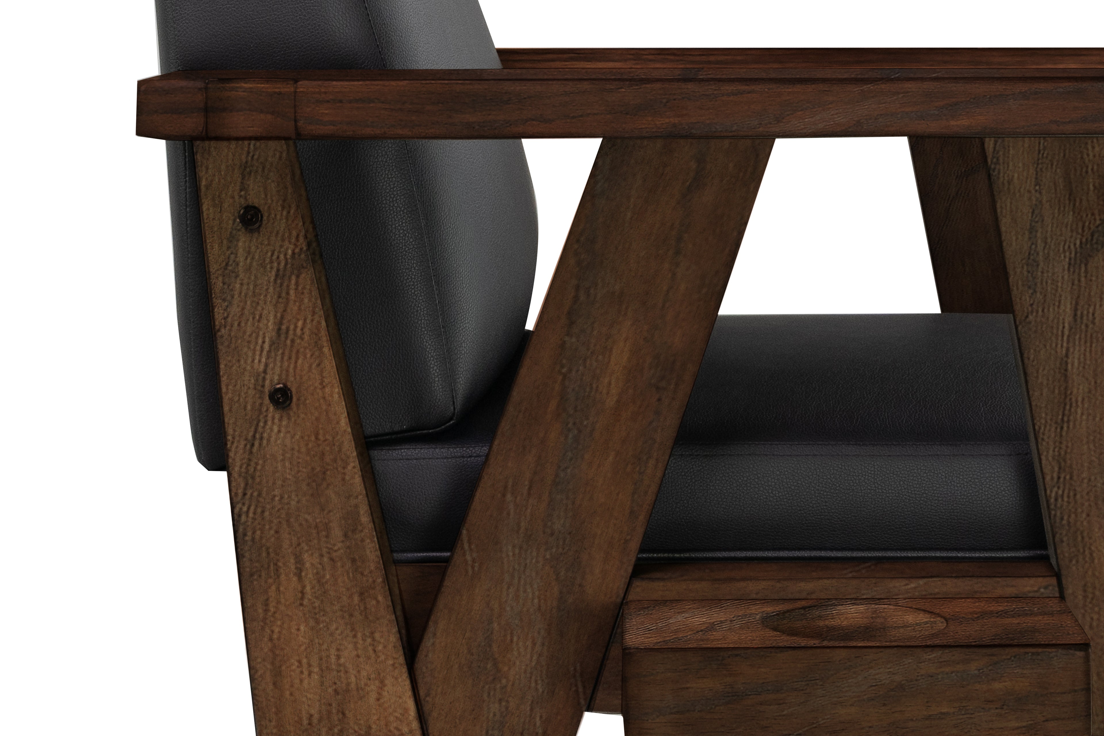 Legacy Billiards Sterling Spectator Chair in Whiskey Barrel Finish - Side View Closeup